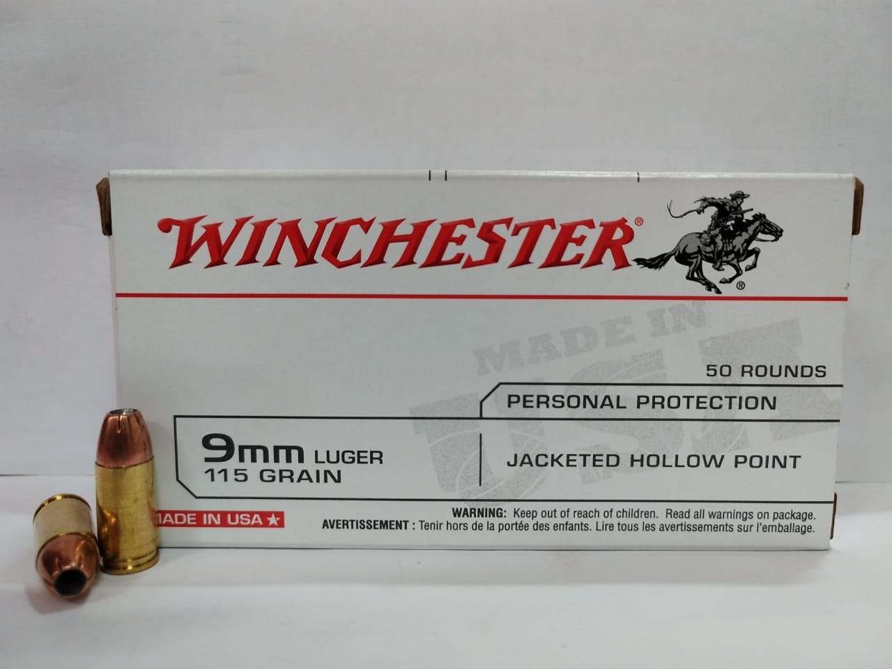 WINCHESTER- 9mm LUGER  (115 grain) - JACKETED HOLLOW POINT