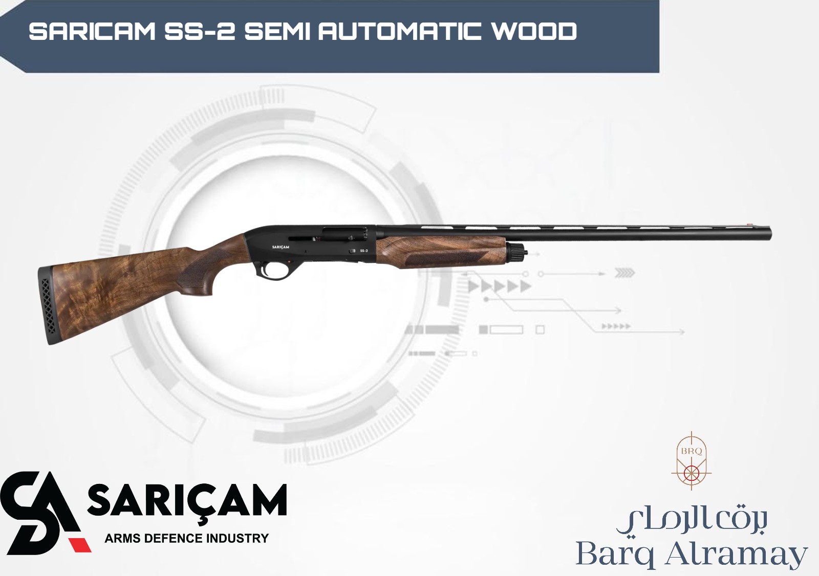 SARICAM SS-2 SEMI AUTOMATIC BLACK FINISH  32 INC WALNUT STOCK
