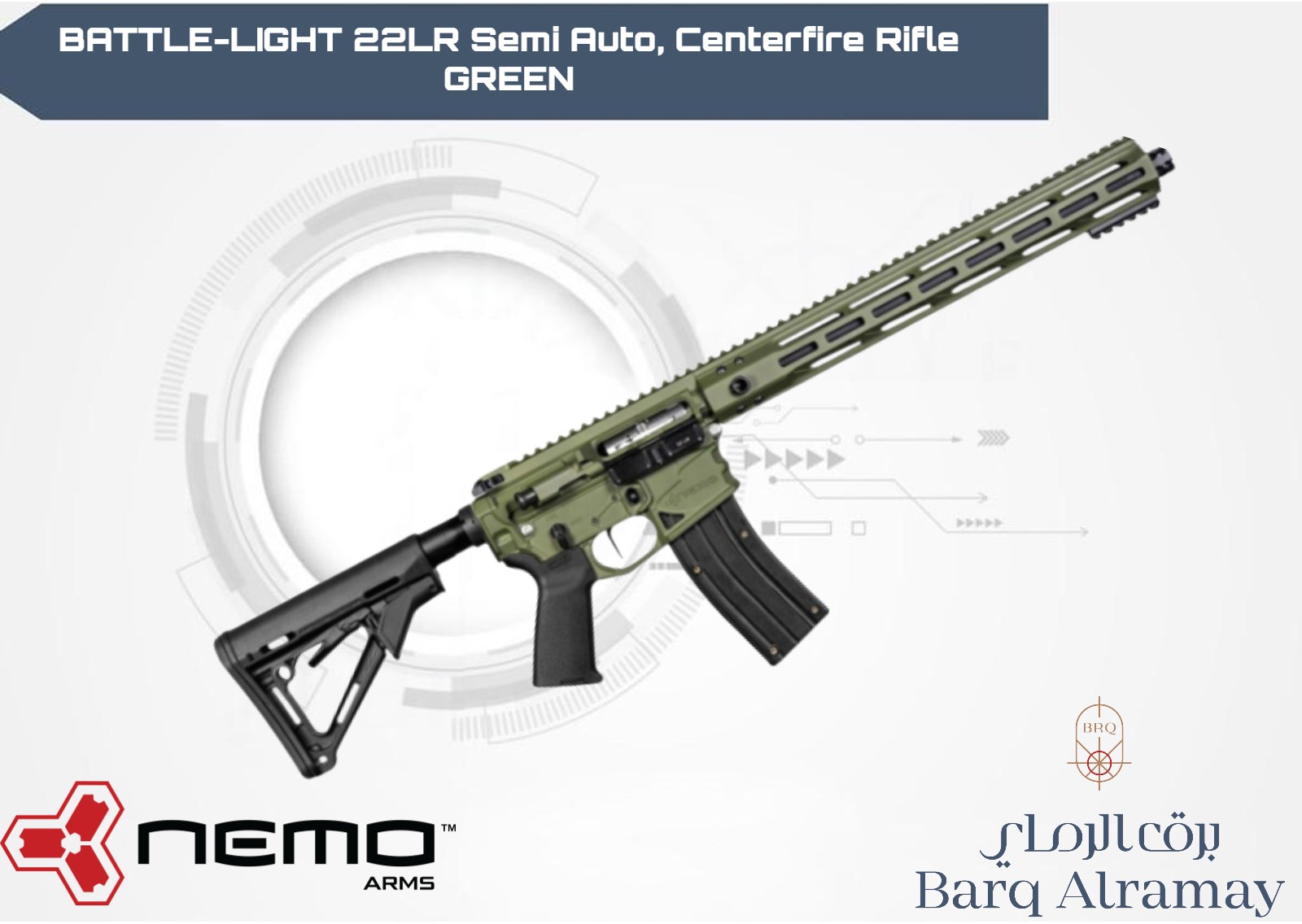   BATTLE-LIGHT 22LR Semi Auto, Centerfire Rifle GREEN 