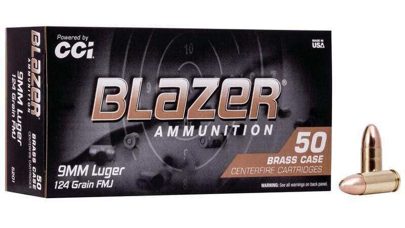ذخيرة Blazer عيار 9 mm من شركة cci الأمريكية (بوزن 124 جرين) العلبة (50 ) طلقة
