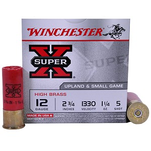 ذخيرة ونشستر WINCHESTER - SUPER X- عيار12 (رقم5 )36جرام - السرعة 1330 ( العلبة 25 طلقة)