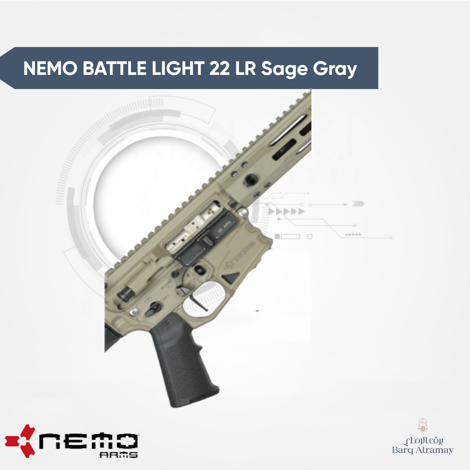 BATTLE-LIGHT 22LR Semi Auto, Centerfire Rifle SAGE GRAY