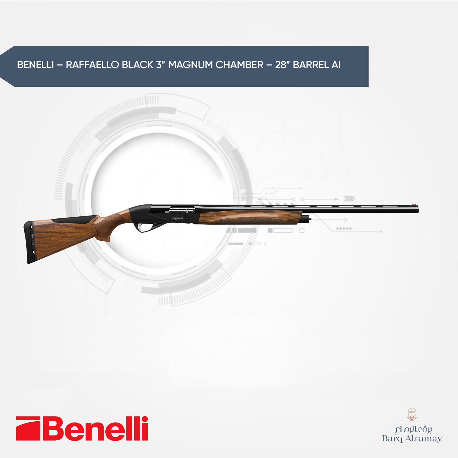  BENELLI – RAFFAELLO BLACK 3” MAGNUM CHAMBER – 28” BARREL AI