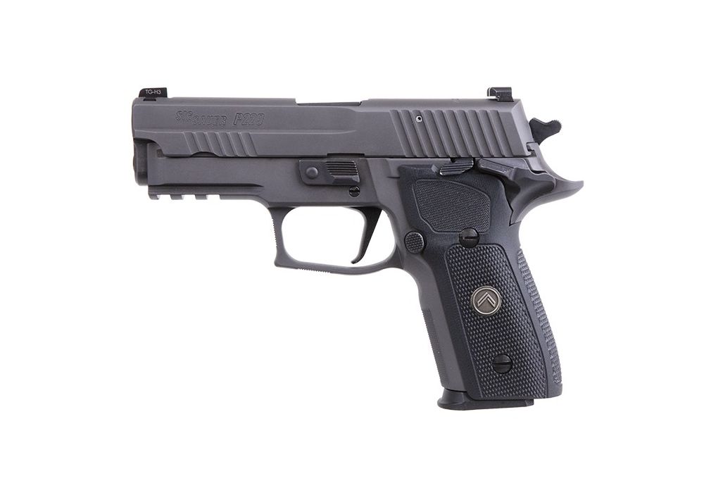 مسدس سق ساور موديل P229 LEGION COMPACT SAO عيار 9 ملم مع تامين MS، لون رمادي، عدد 3 مخزن سعة 15 طلقة، سبطانة 3.9 انش